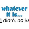 Whatever it is I didn't do it!