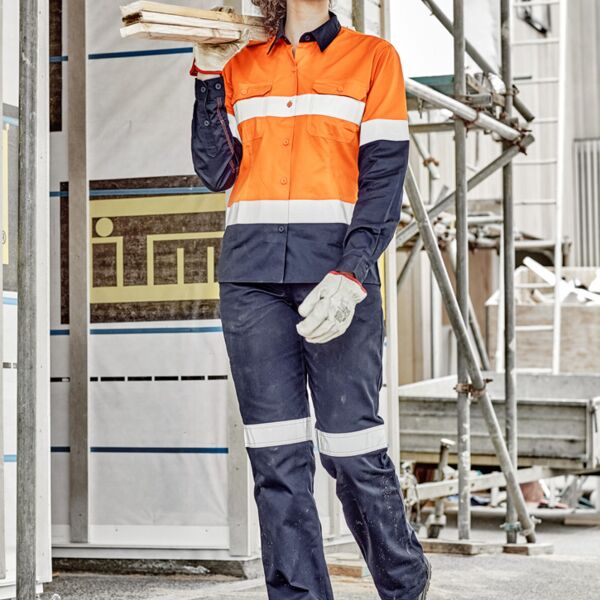 Syzmik Womens Hi Vis Spliced Industrial Shirt - Hoop Taped Thumbnail