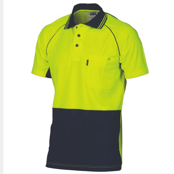 DNC Workwear Hi Vis Cotton Backed Cool-Breeze Contrast S/S Polo 3719 Thumbnail